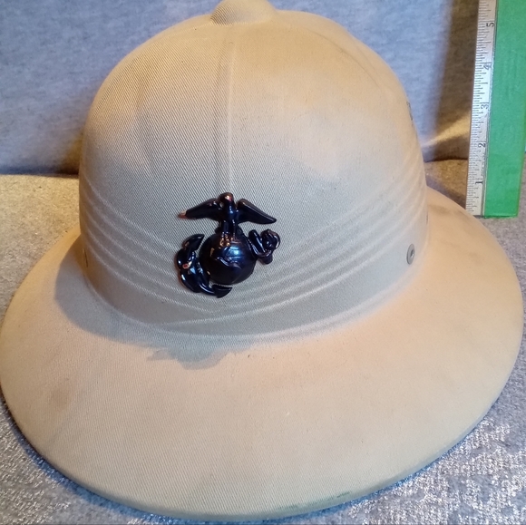 VINTAGE MARINE CORP. GENUINE,PITH SAFARI SUN HAT WATERPROOF,ORIGNAL PIN ON FRONT - Picture 3 of 7